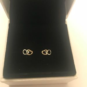 Pandora two tone double heart earrings
